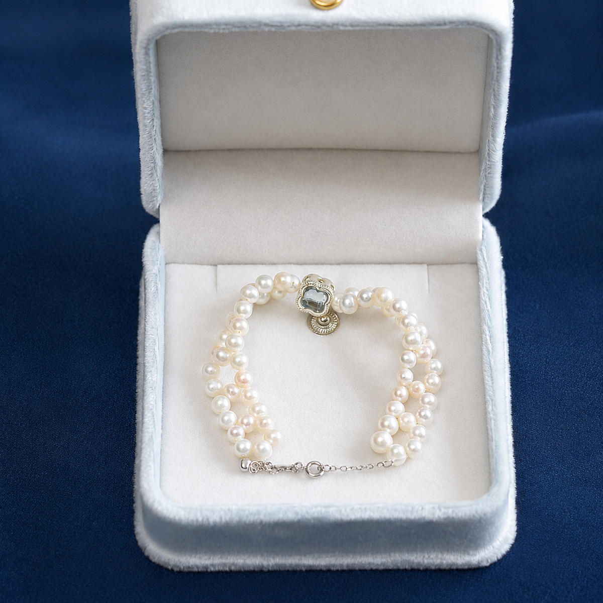Triple Strand Freshwater Pearl Bracelet, 5mm Layered Pearl Design, Handmade Elegant Jewelry Gift for Women
