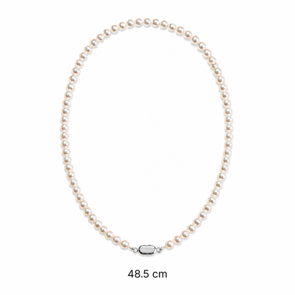 Natural Freshwater Pearl Necklace 5-6mm, Handmade Pearl Strand Necklace with 316 Stainless Steel Clasp, 45cm & 48.5cm Length Options
