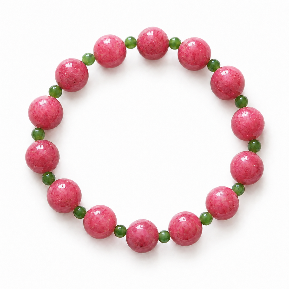 Natural Rhodonite & Green Nephrite Jade Bracelet for Women