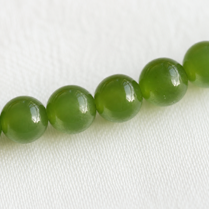 Green Nephrite Jade Bracelet with Natural Rhodonite Accent – Handmade Gemstone Bracelet