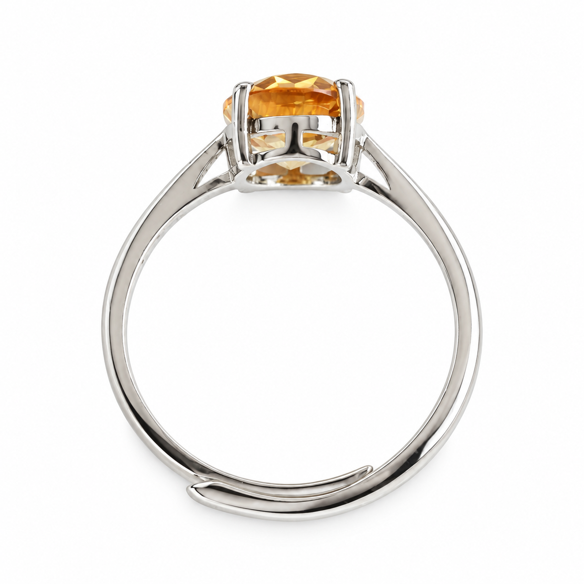 Handcrafted Natural Citrine Ring, 1.6 ct Oval Yellow Gemstone 925 Sterling Silver Adjustable Ring