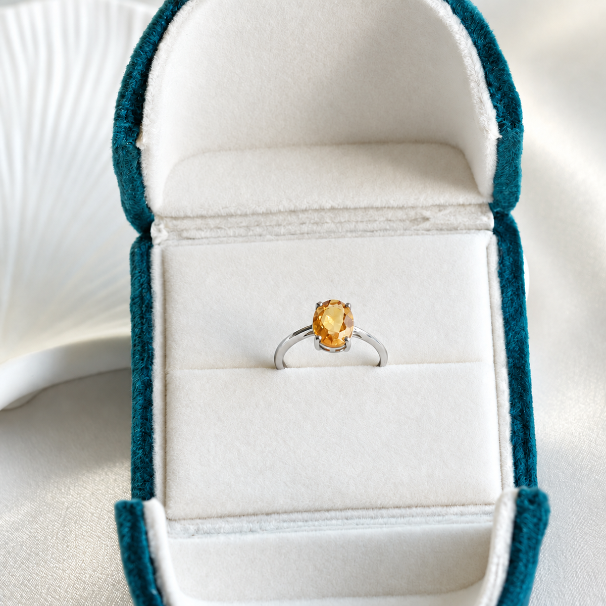 Handcrafted Natural Citrine Ring, 1.6 ct Oval Yellow Gemstone 925 Sterling Silver Adjustable Ring