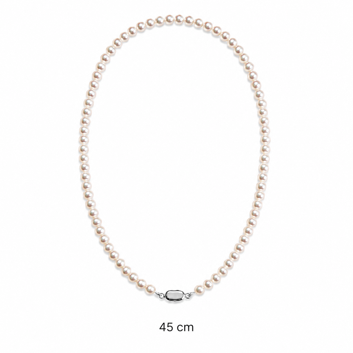 Natural Freshwater Pearl Necklace 5-6mm, Handmade Pearl Strand Necklace with 316 Stainless Steel Clasp, 45cm & 48.5cm Length Options