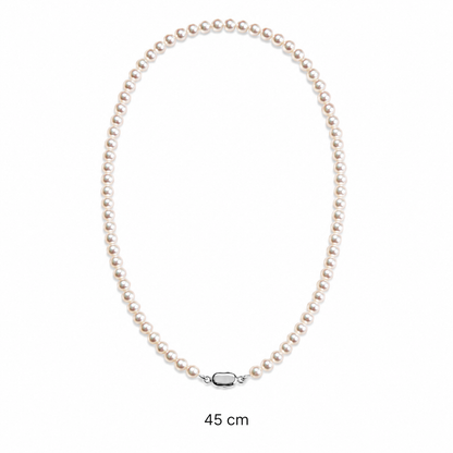 Natural Freshwater Pearl Necklace 5-6mm, Handmade Pearl Strand Necklace with 316 Stainless Steel Clasp, 45cm & 48.5cm Length Options