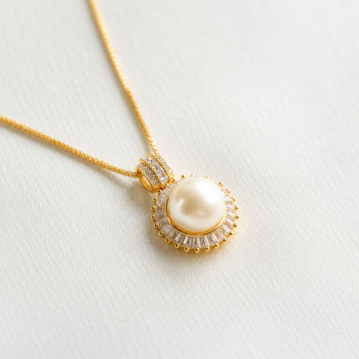 10mm Freshwater Pearl Halo Pendant Necklace with 925 Sterling Silver Chain – Elegant Gift for Her