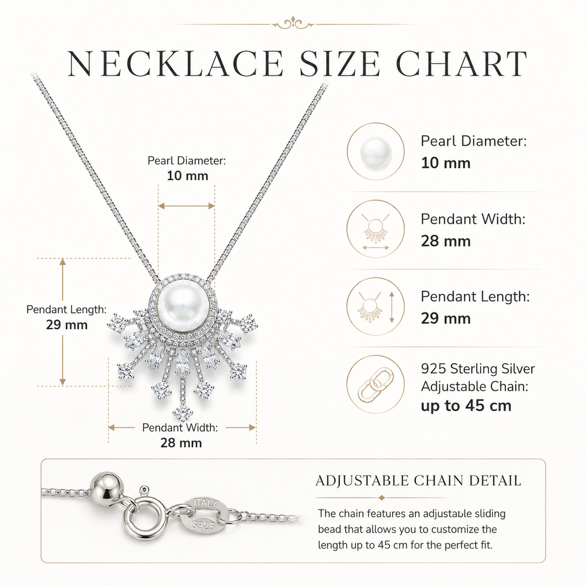 Radiant Sunburst Freshwater Pearl Necklace | 925 Sterling Silver