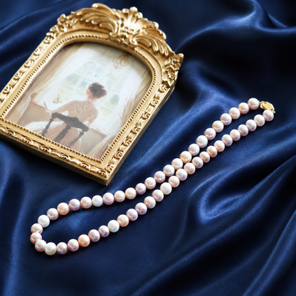 Pastel Multicolor Cultured Freshwater Pearl Necklace, Approx. 9mm Pearls, 47cm Classic Jewelry Gift for Women