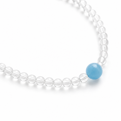 Handcrafted Aquamarine & Clear Quartz Necklace | Original Design with 925 Sterling Silver