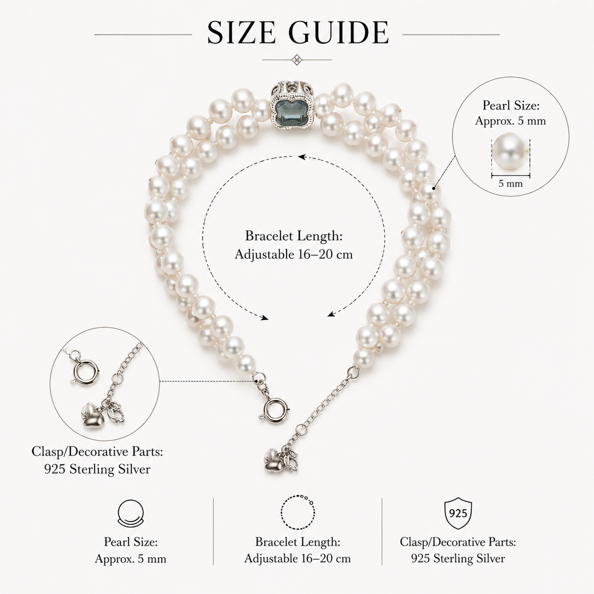 Triple Strand Freshwater Pearl Bracelet, 5mm Layered Pearl Design, Handmade Elegant Jewelry Gift for Women