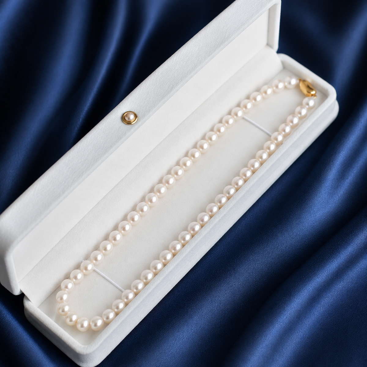 Natural Freshwater Pearl Necklace 7-8mm, Classic Warm White Pearl Choker Necklace with 316 Stainless Steel Clasp, Handmade Jewelry Gift for Women