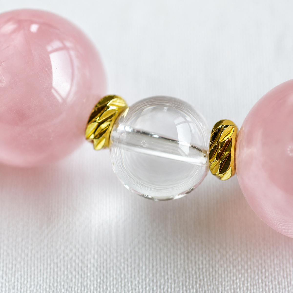 Natural Rose Quartz & Clear Quartz Necklace | Original Handmade Design with 13mm Rose Quartz