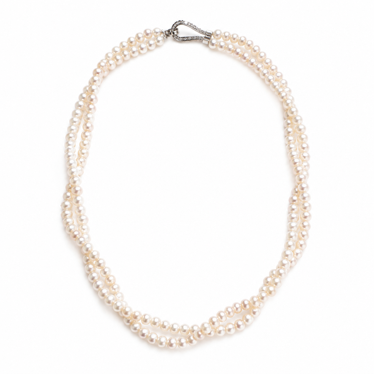 Double Strand Twisted Freshwater Pearl Necklace, Natural 5mm Pearl Layered Necklace, Elegant Gift for Women