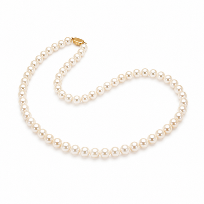 Natural Freshwater Pearl Necklace 7-8mm, Classic Warm White Pearl Choker Necklace with 316 Stainless Steel Clasp, Handmade Jewelry Gift for Women