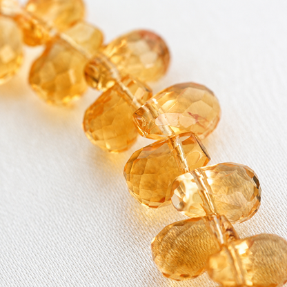 Brazilian Citrine Briolette Bracelet – Handmade Faceted Teardrop Gemstone Bracelet
