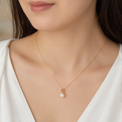 10mm Freshwater Pearl Pendant Necklace with 925 Sterling Silver Chain – Elegant Gift for Her