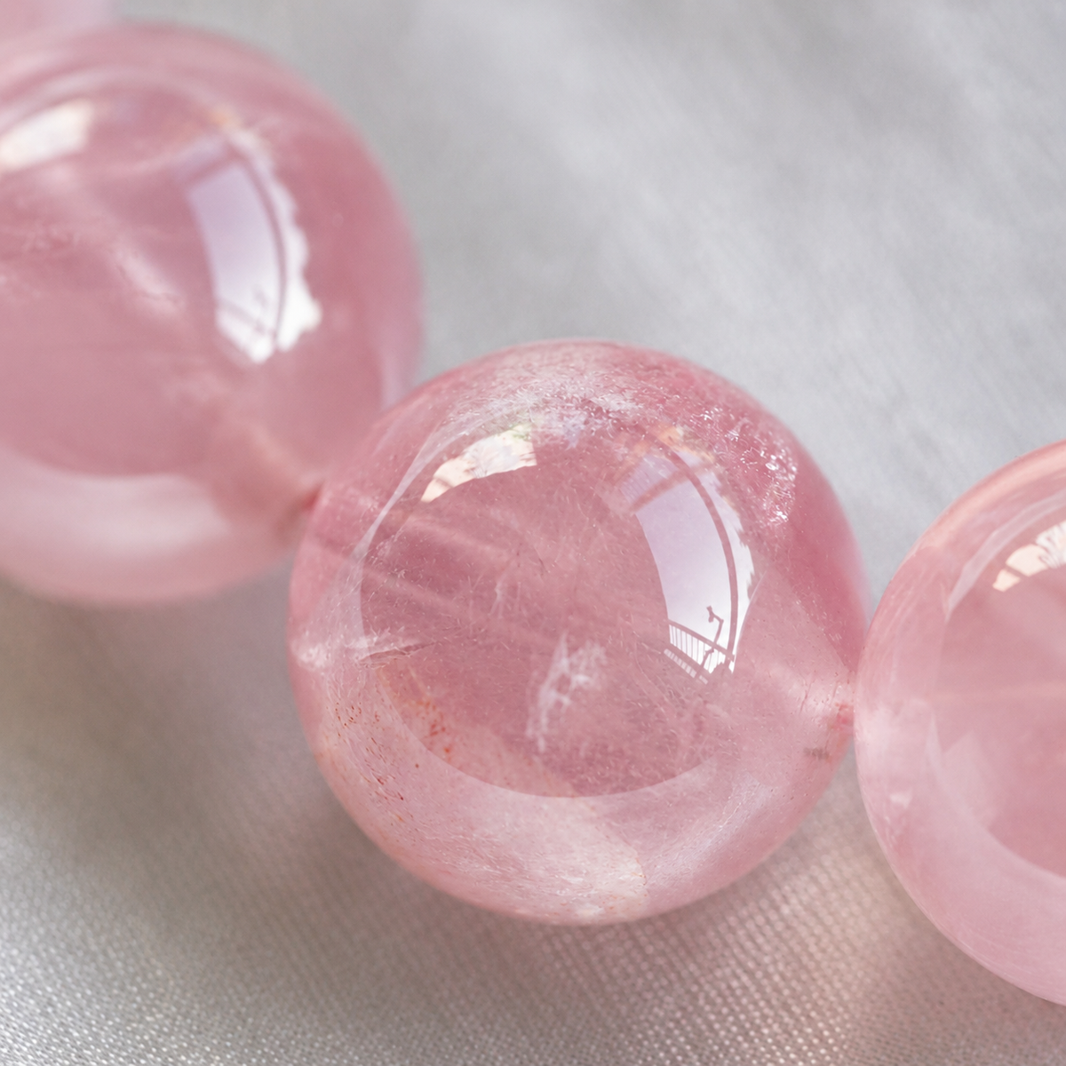 Natural Madagascar Rose Quartz Bracelet – 12mm Round Beads, Soft Pink Gemstone Bracelet