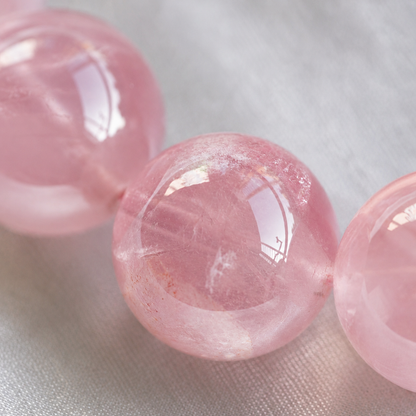 Natural Madagascar Rose Quartz Bracelet – 12mm Round Beads, Soft Pink Gemstone Bracelet