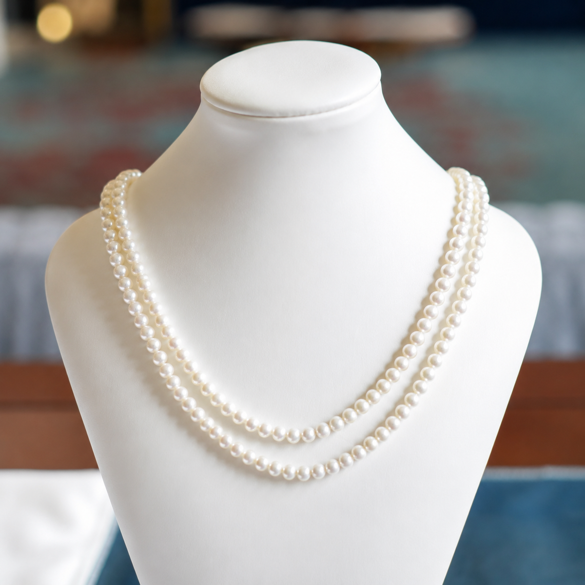 Classic Double-Strand Cultured Freshwater Pearl Necklace, 5mm Layered Pearl Jewelry, Elegant Gift for Women