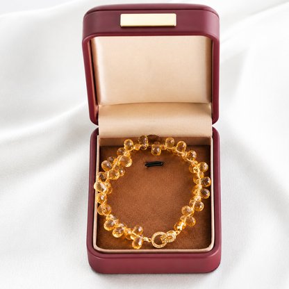 Brazilian Citrine Briolette Bracelet – Handmade Faceted Teardrop Gemstone Bracelet