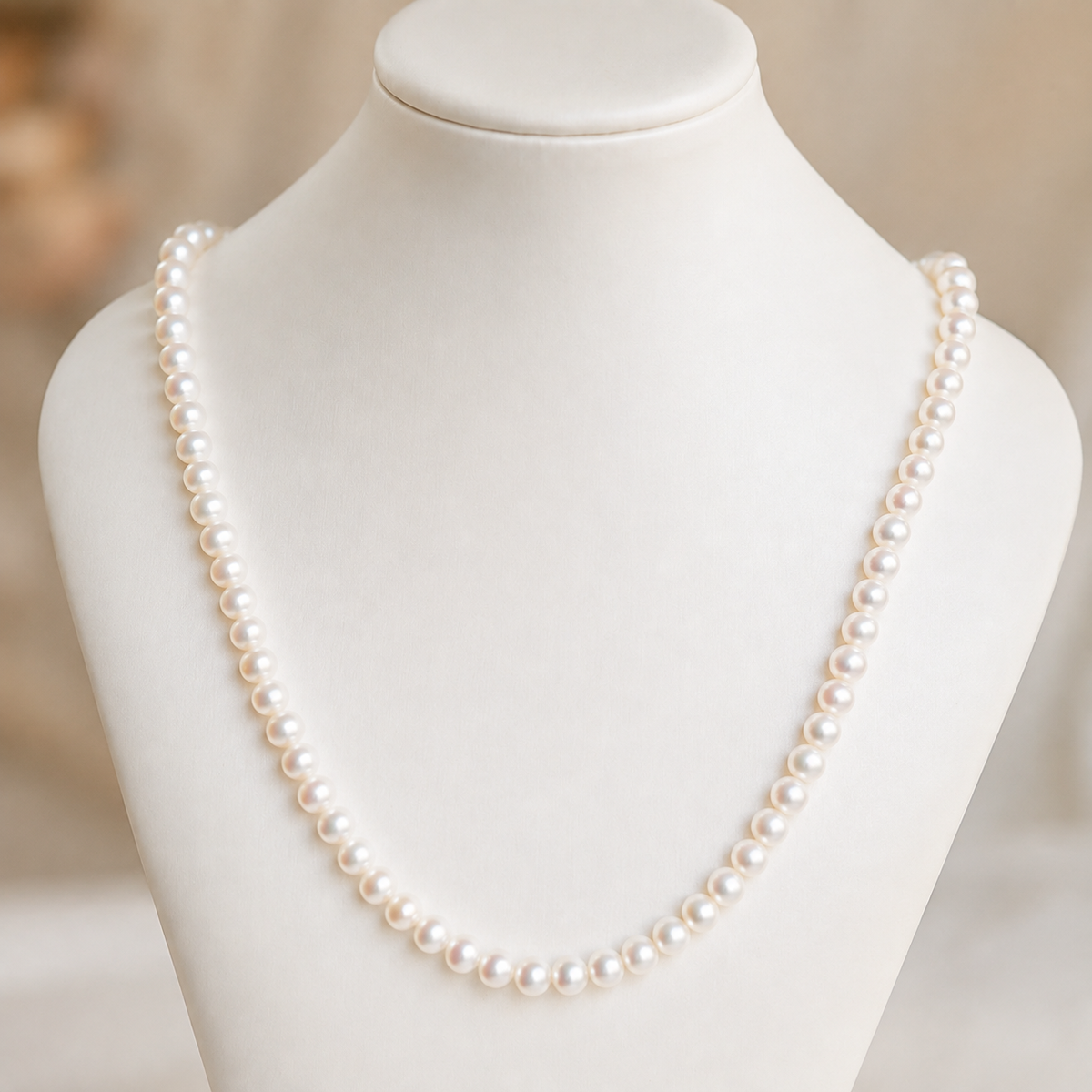 Natural Freshwater Pearl Necklace 5-6mm, Handmade Pearl Strand Necklace with 316 Stainless Steel Clasp, 45cm & 48.5cm Length Options