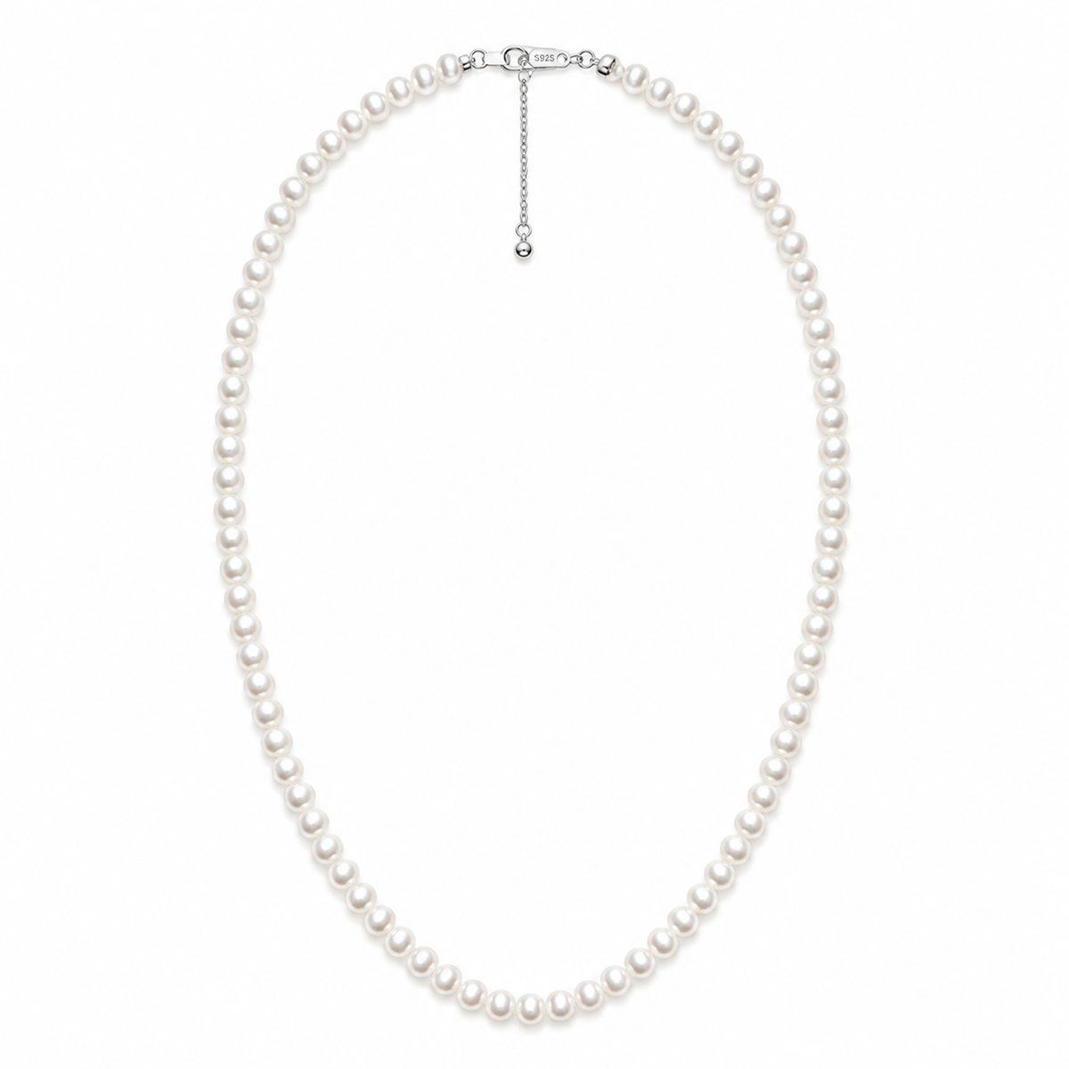 5-6mm Freshwater Pearl Necklace, Sterling Silver Clasp, Adjustable Length Pearl Choker Necklace, Elegant Everyday Jewelry