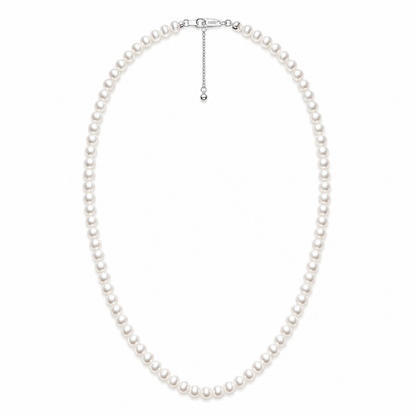 5-6mm Freshwater Pearl Necklace, Sterling Silver Clasp, Adjustable Length Pearl Choker Necklace, Elegant Everyday Jewelry