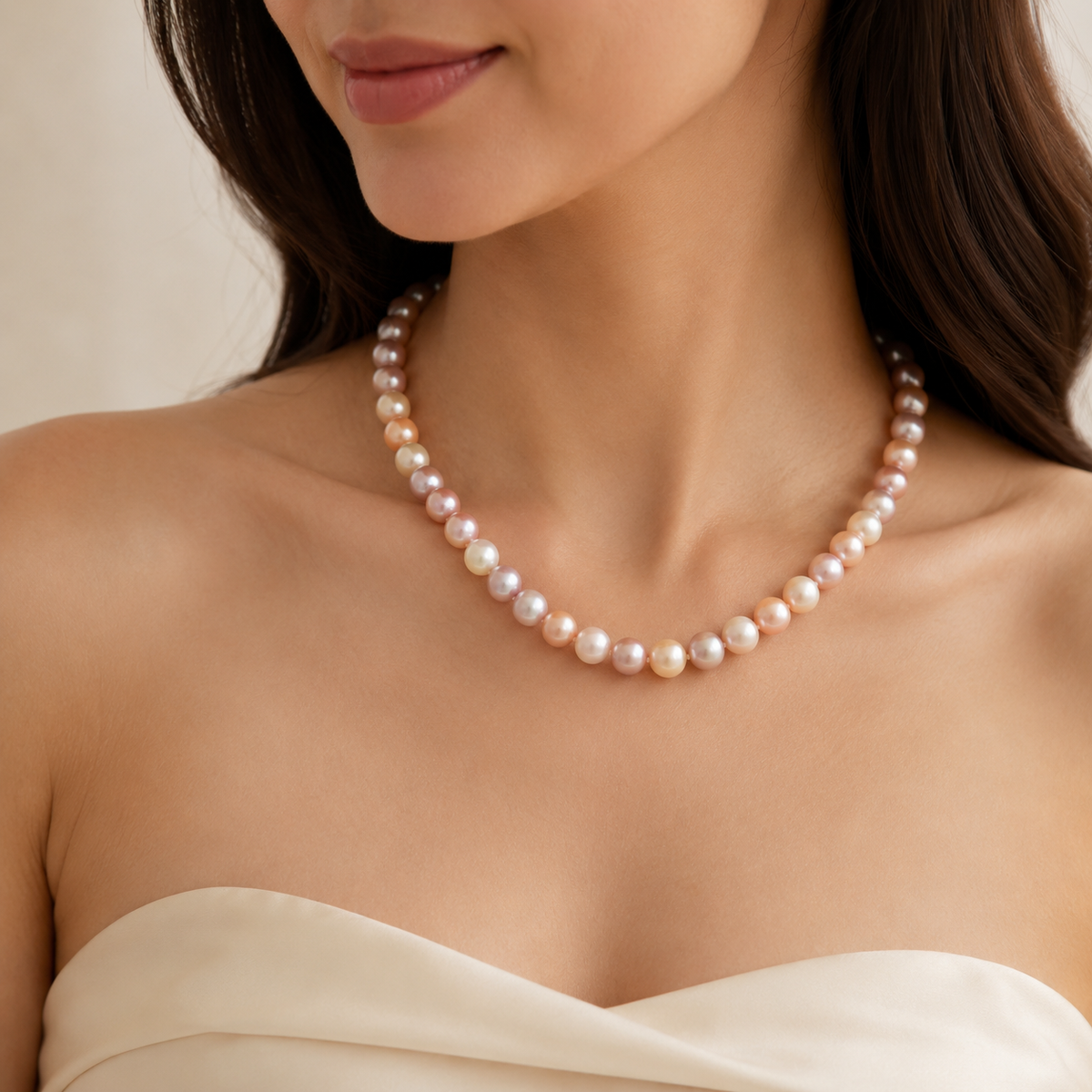 Pastel Multicolor Cultured Freshwater Pearl Necklace, Approx. 9mm Pearls, 47cm Classic Jewelry Gift for Women