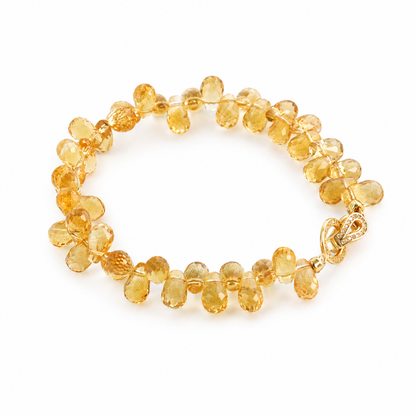 Brazilian Citrine Briolette Bracelet – Handmade Faceted Teardrop Gemstone Bracelet