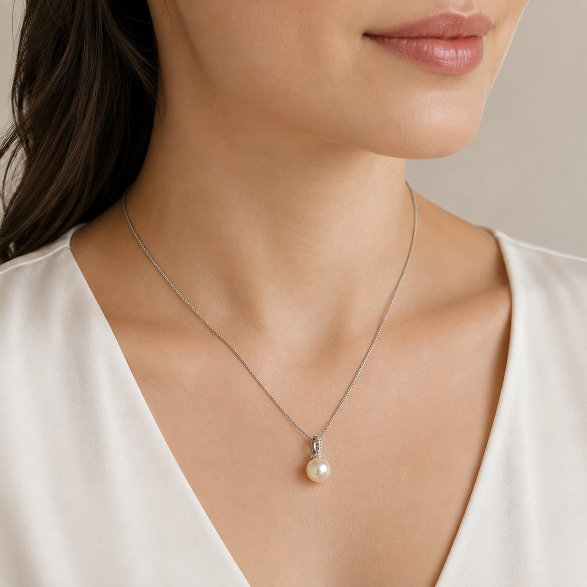 10mm Freshwater Pearl Pendant Necklace in 925 Sterling Silver – Elegant Everyday Jewelry