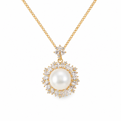 10mm Freshwater Pearl Pendant Necklace with 925 Sterling Silver Chain – Elegant Gift for Her
