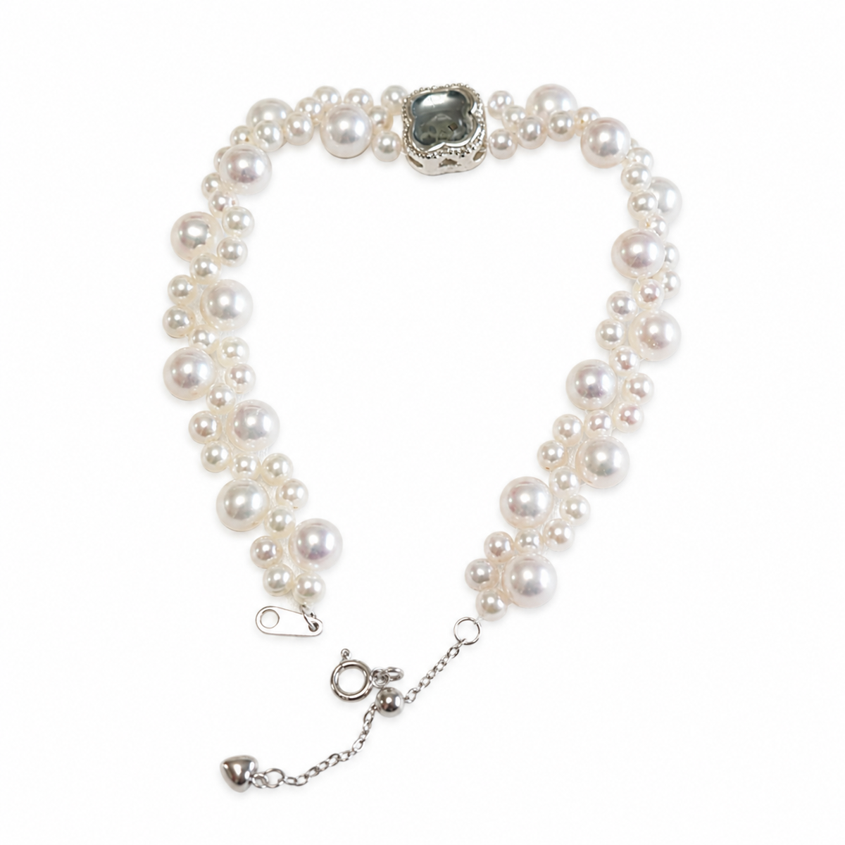Triple Strand Freshwater Pearl Bracelet, Handmade Layered Pearl Jewelry with 925 Sterling Silver Clasp, Elegant Statement Bracelet Gift for Her