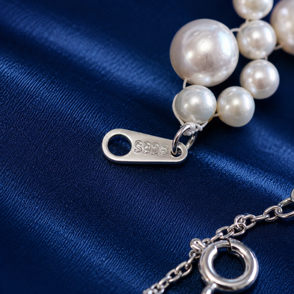Triple Strand Freshwater Pearl Bracelet, Handmade Layered Pearl Jewelry with 925 Sterling Silver Clasp, Elegant Statement Bracelet Gift for Her