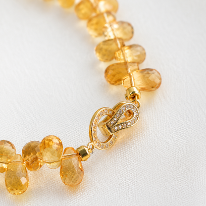 Brazilian Citrine Briolette Bracelet – Handmade Faceted Teardrop Gemstone Bracelet
