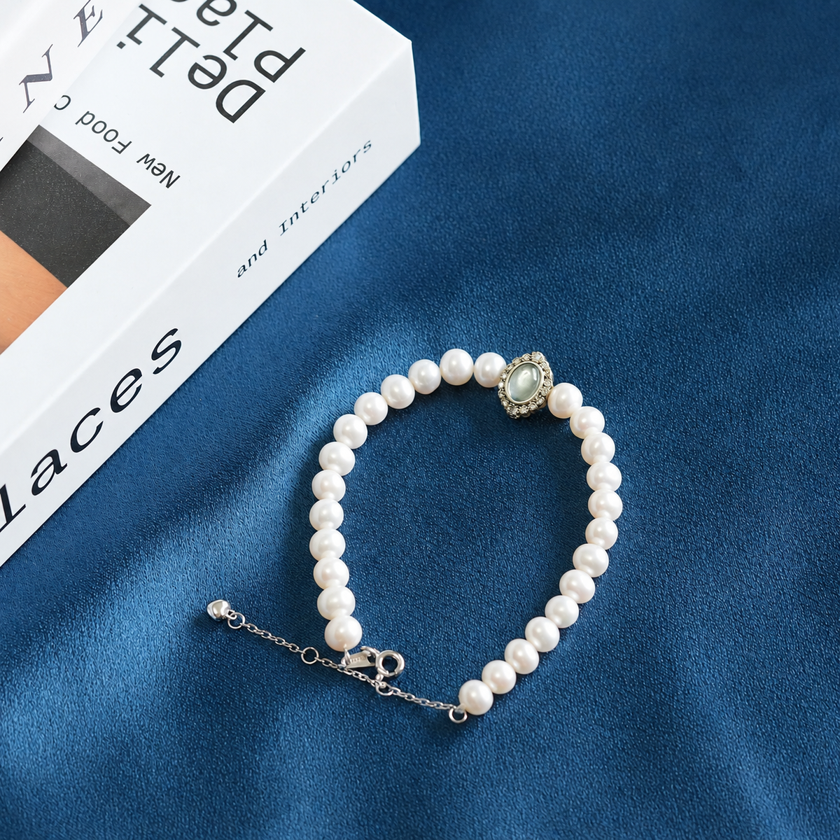 Vintage Freshwater Pearl Bracelet 6mm with 925 Sterling Silver Clasp, Adjustable Elegant Pearl Jewelry Gift for Women