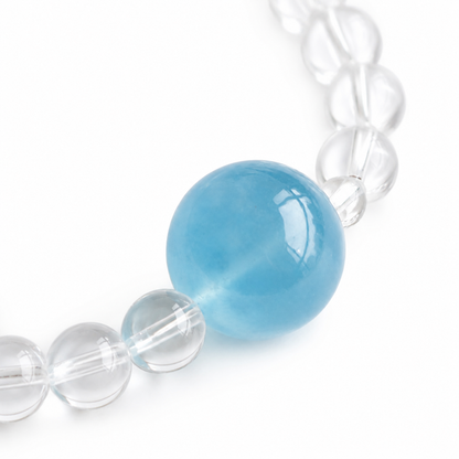 Handcrafted Aquamarine & Clear Quartz Necklace | Original Design with 925 Sterling Silver