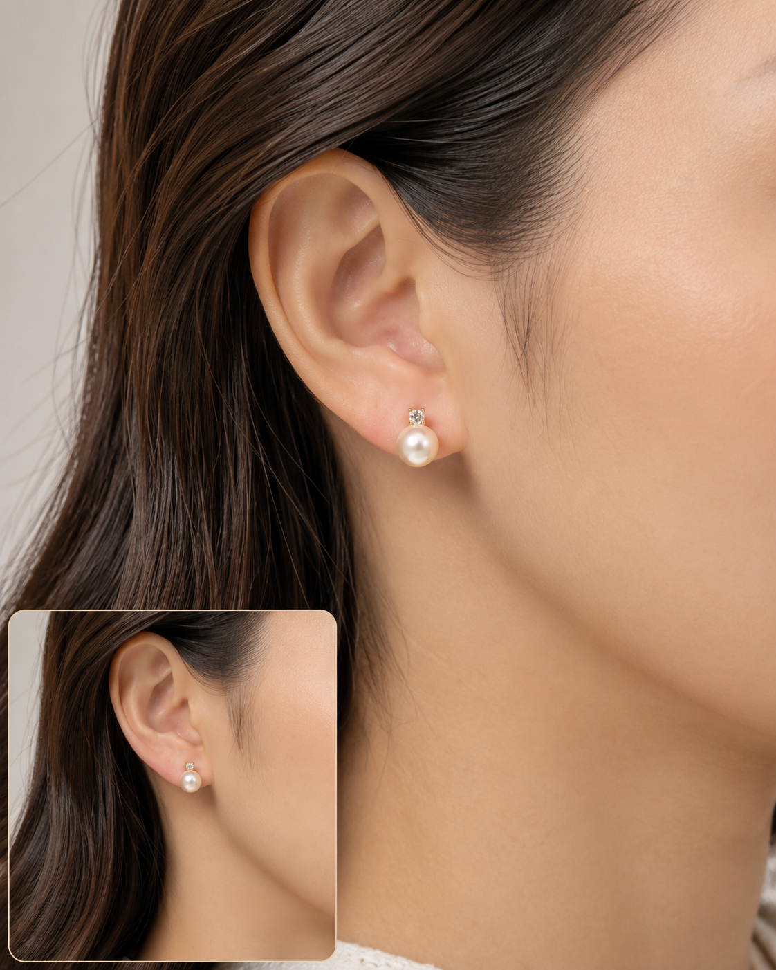 Freshwater Pearl Sparkling Stud Earrings – 8mm / 10mm – S925 Sterling Silver Posts – Gold / Silver