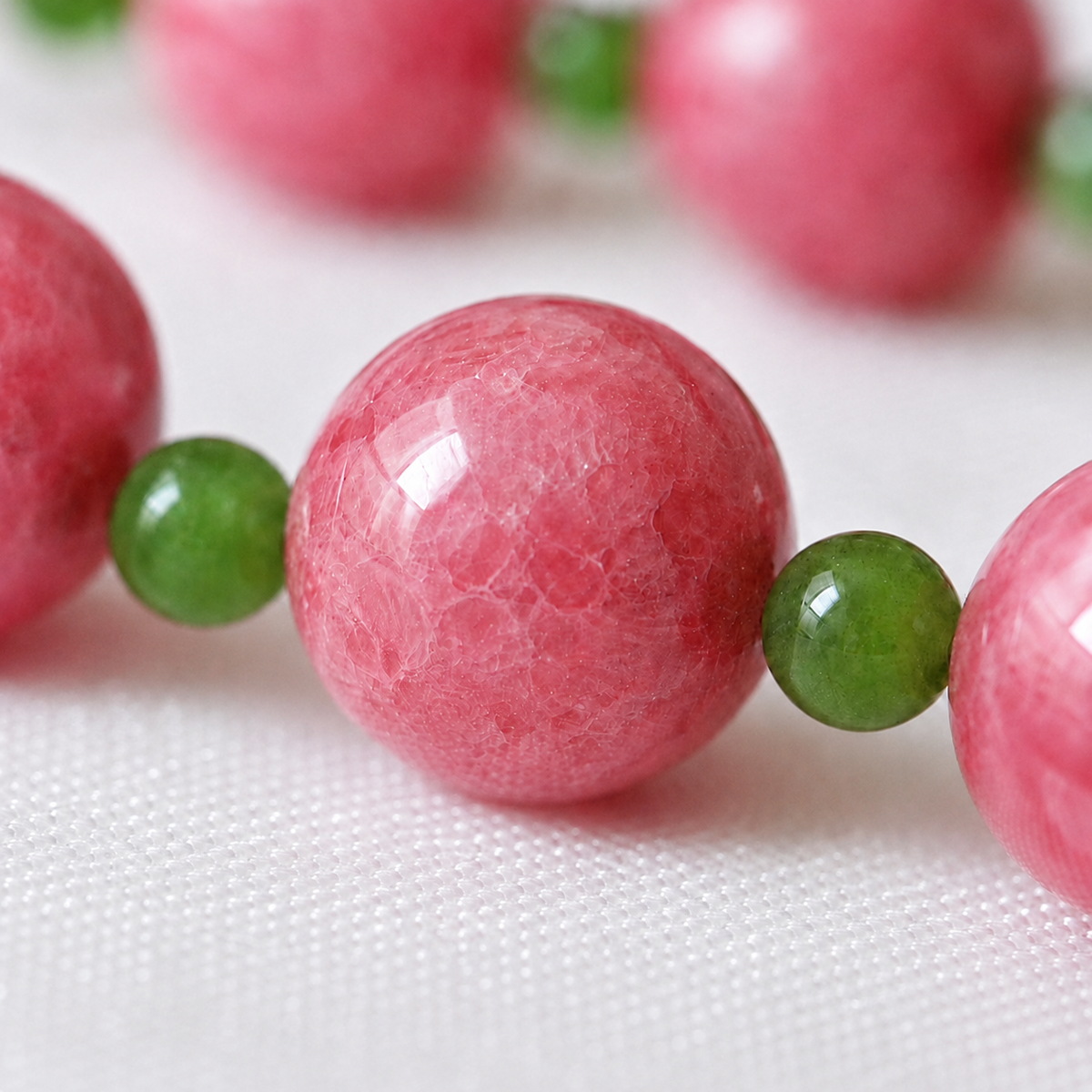 Natural Rhodonite & Green Nephrite Jade Bracelet for Women