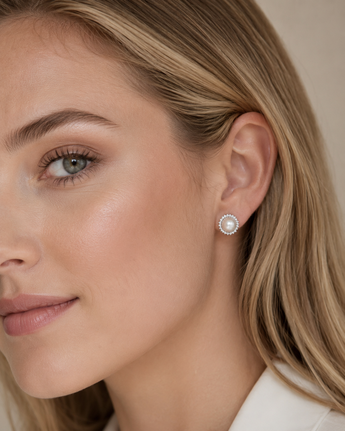 Sunflower Halo Freshwater Pearl Stud Earrings, Approx. 8mm & 10mm Pearl, S925 Sterling Silver Gold Plated Earrings for Women