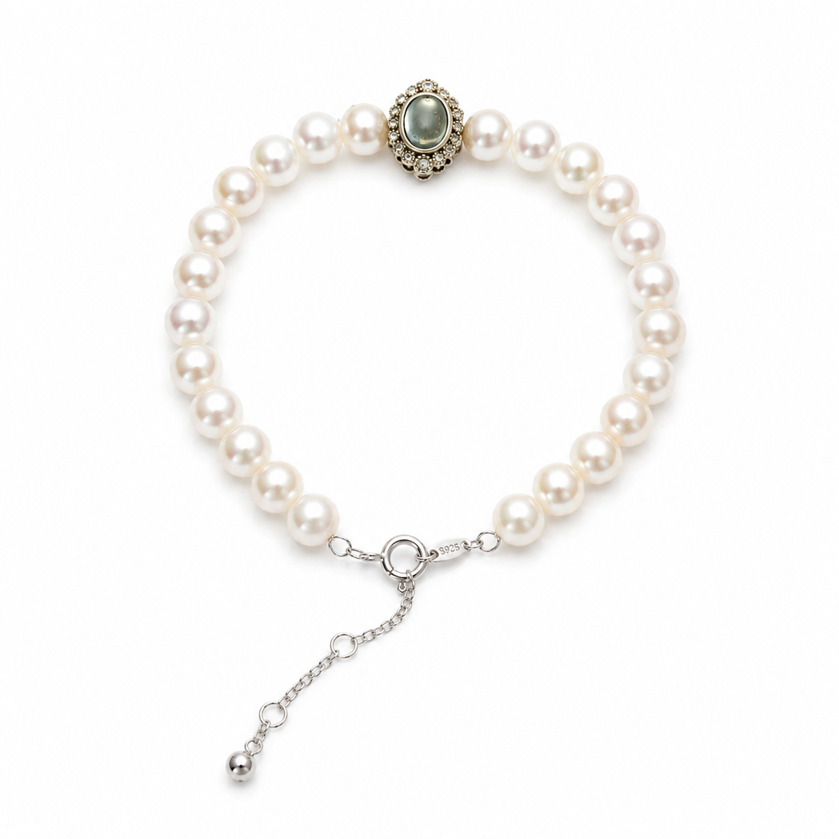 Vintage Freshwater Pearl Bracelet 6mm with 925 Sterling Silver Clasp, Adjustable Elegant Pearl Jewelry Gift for Women
