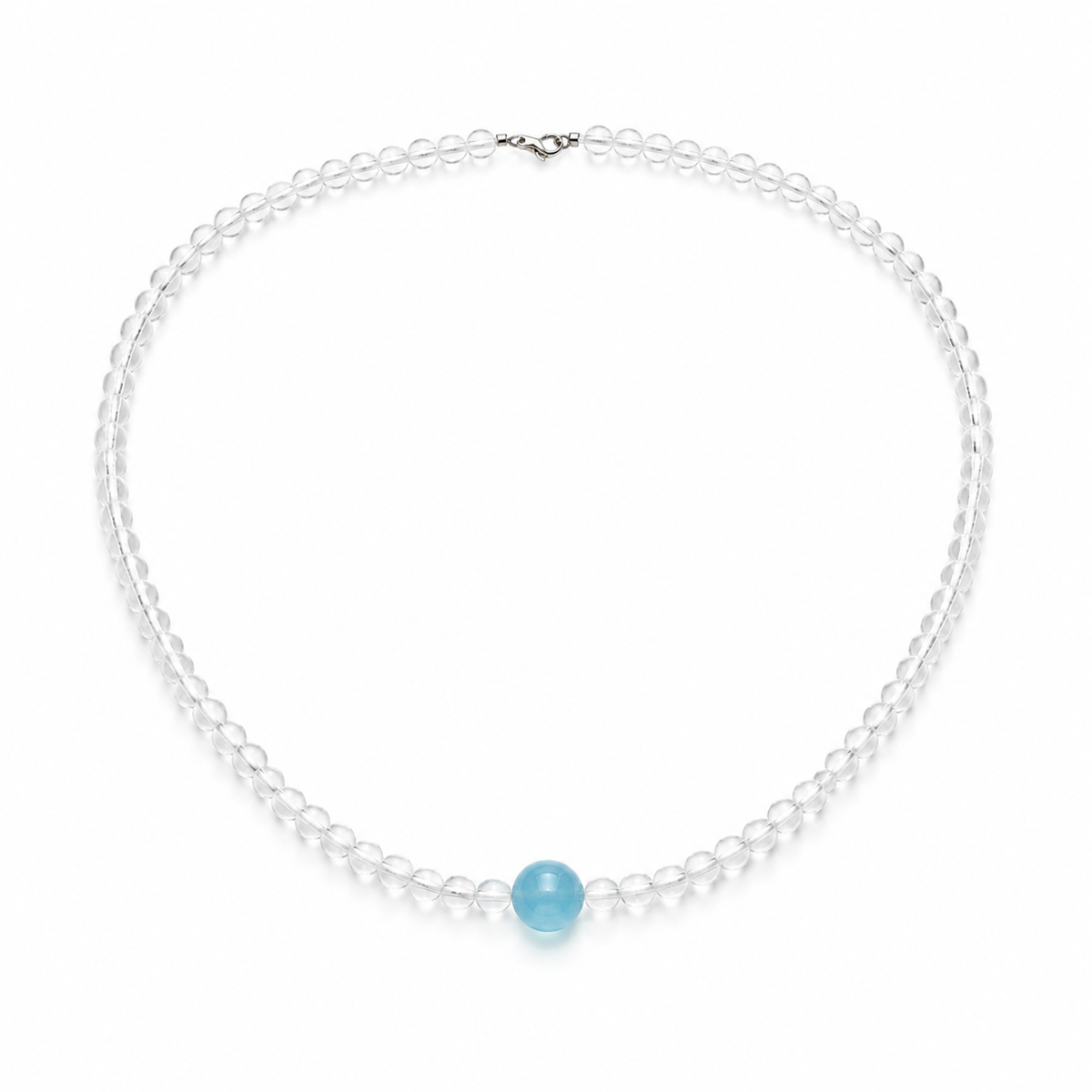 Handcrafted Aquamarine & Clear Quartz Necklace | Original Design with 925 Sterling Silver
