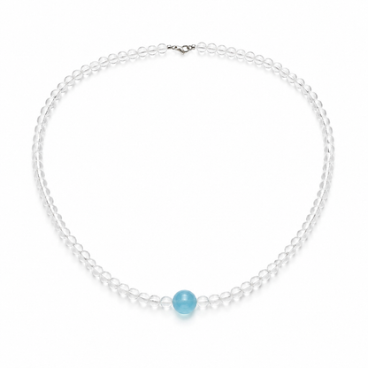 Handcrafted Aquamarine & Clear Quartz Necklace | Original Design with 925 Sterling Silver