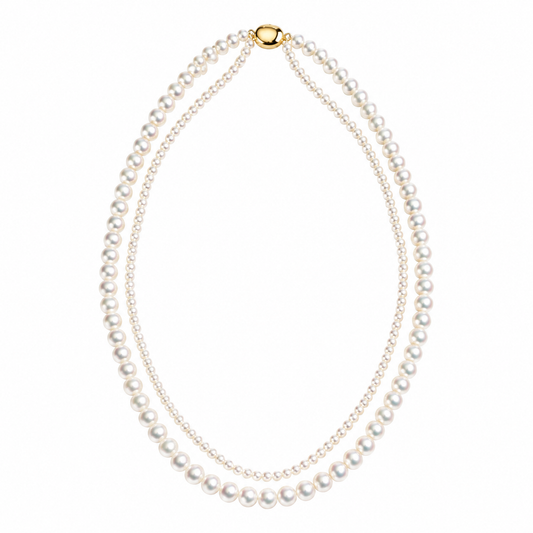 Layered Freshwater Pearl Necklace | 6mm Outer Pearls & 3mm Inner Pearls