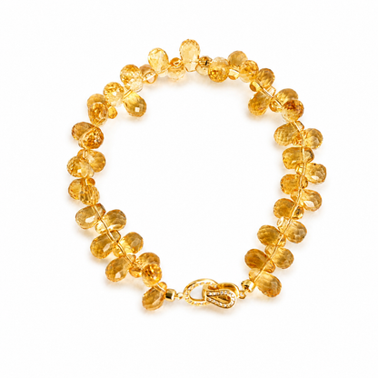 Brazilian Citrine Briolette Bracelet – Handmade Faceted Teardrop Gemstone Bracelet