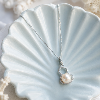 Warm Ivory Freshwater Pearl Gourd Pendant Necklace | 925 Sterling Silver