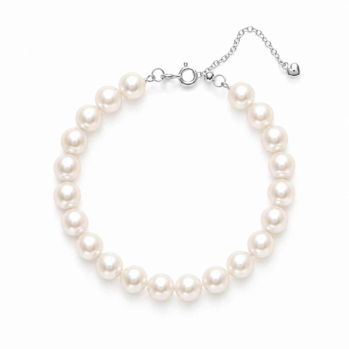 Classic 8mm Freshwater Pearl Bracelet – Adjustable 17–20cm, 925 Sterling Silver Clasp