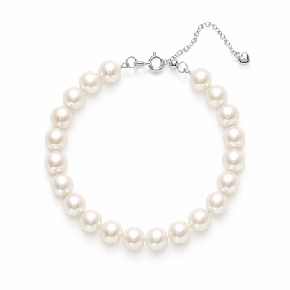 Classic 8mm Freshwater Pearl Bracelet – Adjustable 17–20cm, 925 Sterling Silver Clasp