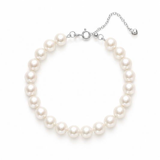 Classic 8mm Freshwater Pearl Bracelet – Adjustable 17–20cm, 925 Sterling Silver Clasp