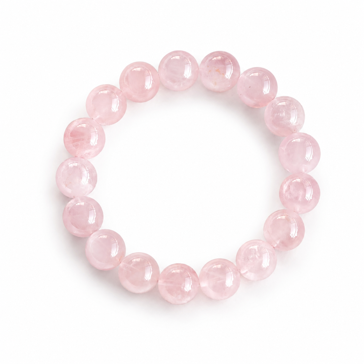 Natural Madagascar Rose Quartz Bracelet – 12mm Round Beads, Soft Pink Gemstone Bracelet