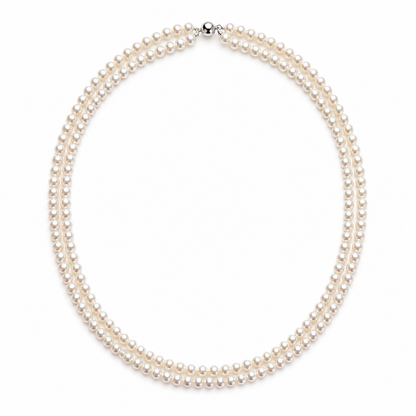 Classic Double-Strand Cultured Freshwater Pearl Necklace, 5mm Layered Pearl Jewelry, Elegant Gift for Women