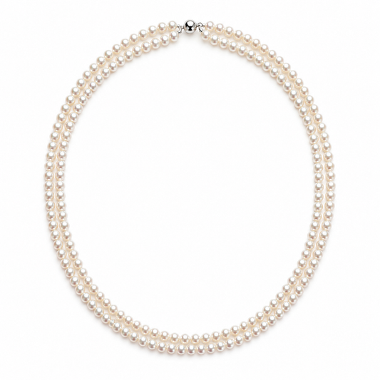 Classic Double-Strand Cultured Freshwater Pearl Necklace, 5mm Layered Pearl Jewelry, Elegant Gift for Women